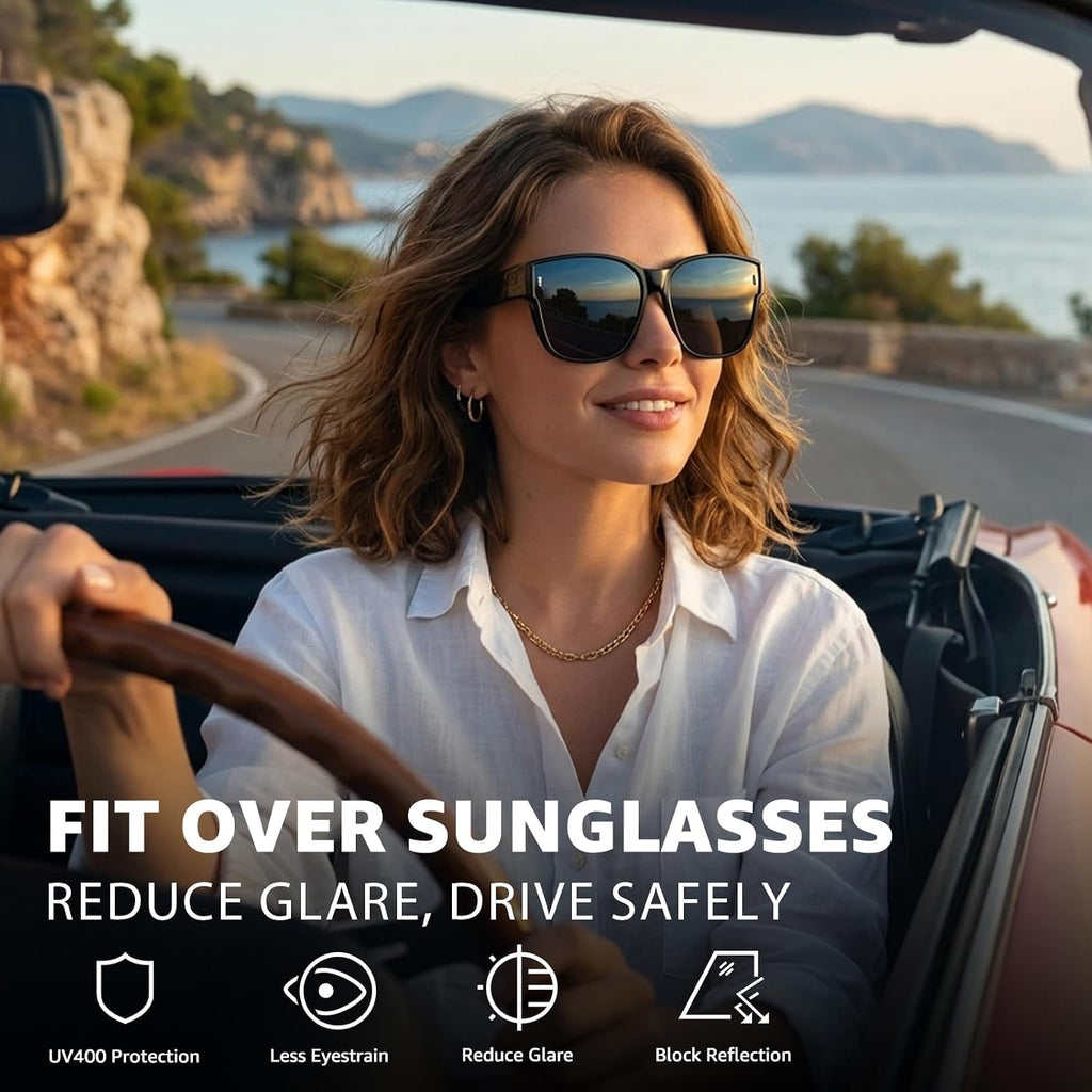 Myiaur Oversized Fit Over Sunglasses For Women, Trendy Wear Over Glasses, Polarized Uv400 Protection Sunglasses For Driving