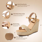 Mikarka Women'S Espadrille Wedge Sandals: Ankle Strap Platform Open Toe Wedges - Stylish High Heel Dressy Summer Wedges For Women, Inspired By Espadrilles