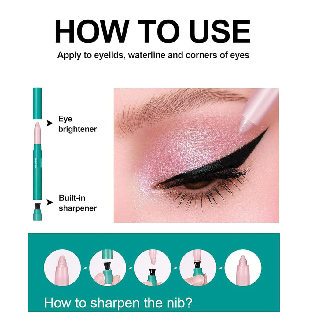 Eyeshadow Stick, Eye Shadow Brightener Stick Glitter Highlighter Makeup Eye Liner, Shimmer Creamy Long Lasting Eye Makeup(4Pcs