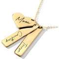 MignonandMignon Custom Name Bar Necklace with Heart Charm | Personalized Engraved Necklace for Women Gold Silver | Mom Necklace with Kids Names Mothers Day Birthday Gift