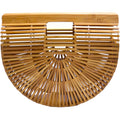 Miuco Womens Bamboo Handbag Handmade Large Tote Bag Straw Beach Bags Beach Purse Size