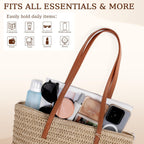 Straw Tote Bag For Women: Handwoven Beach Purse With Cutout Design For Travel & Pool Day | Lightweight