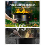 Large Propane Fire Pit 19 Inch, Gas Fire Pit With Grill Grate, Folding Legs, Hose Hooks, Propane Tank Holder, Cover & Carry Strap, Portable Outdoor Fire Pit For Camping, 58,000 Btu