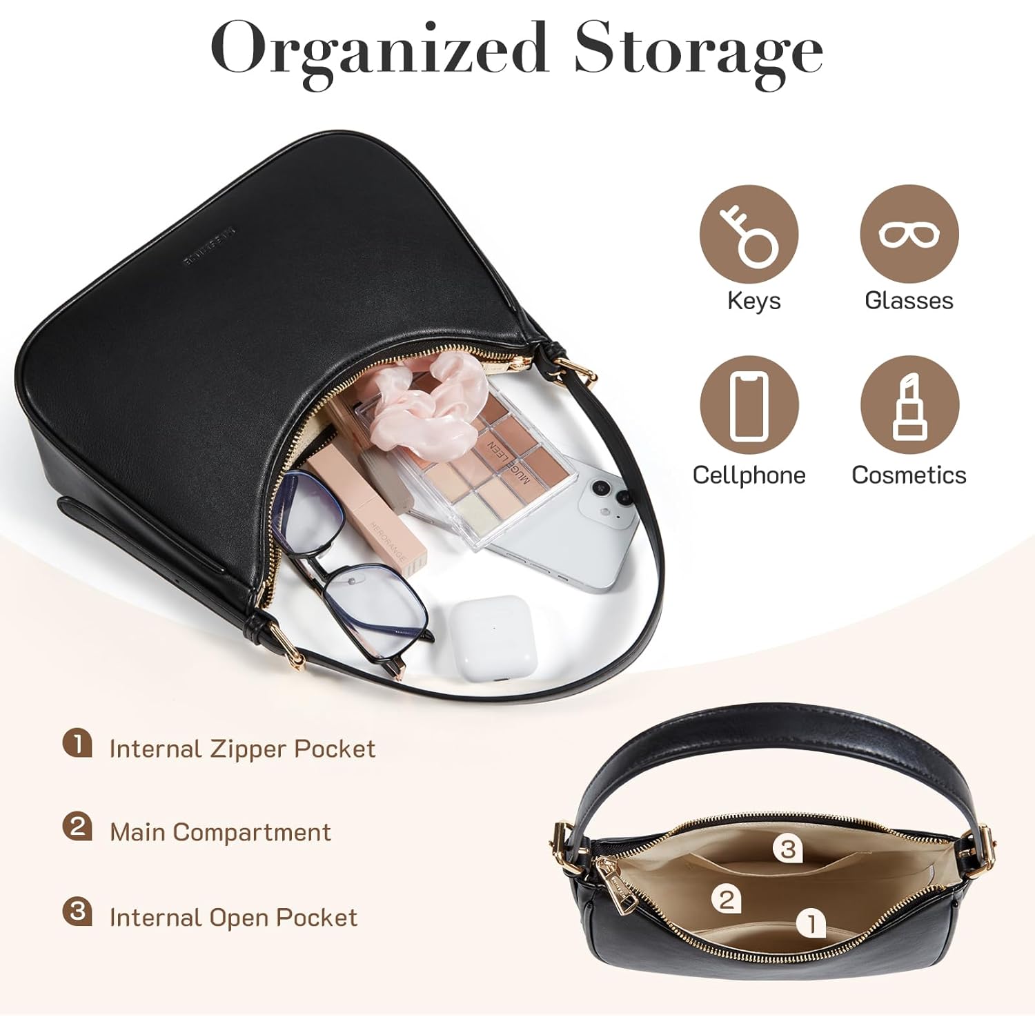 Missnine Purses for Women, Shoulder Bag Small Handbags Vegan Leather Underarm Bags Trendy Hobo Cute Clutch Purse