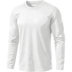 Eklentson Men'S Cotton Crewneck T-Shirts Long Sleeve Plain Tee Moisture Wicking Casual Tshirts Solid Color