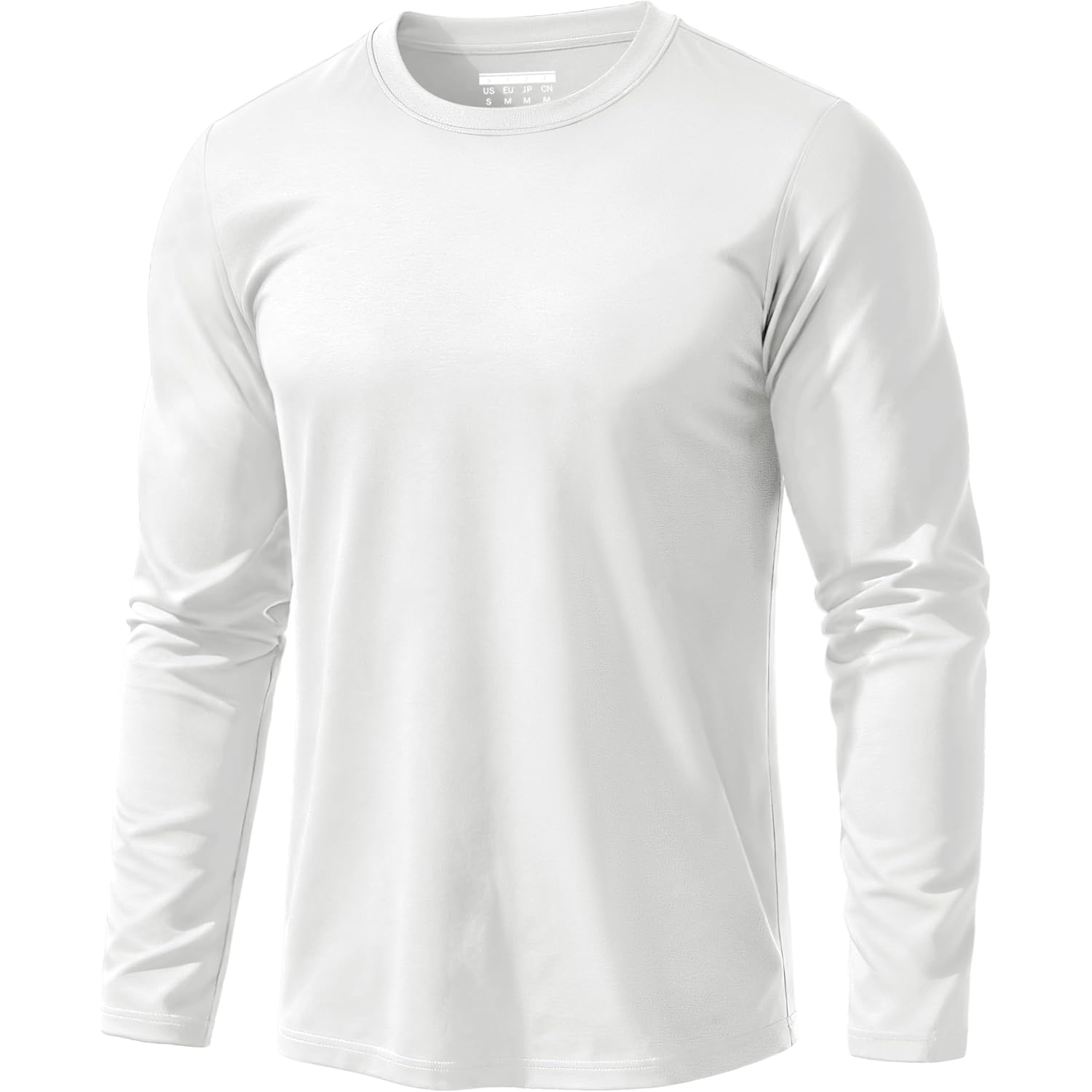 Eklentson Men'S Cotton Crewneck T-Shirts Long Sleeve Plain Tee Moisture Wicking Casual Tshirts Solid Color