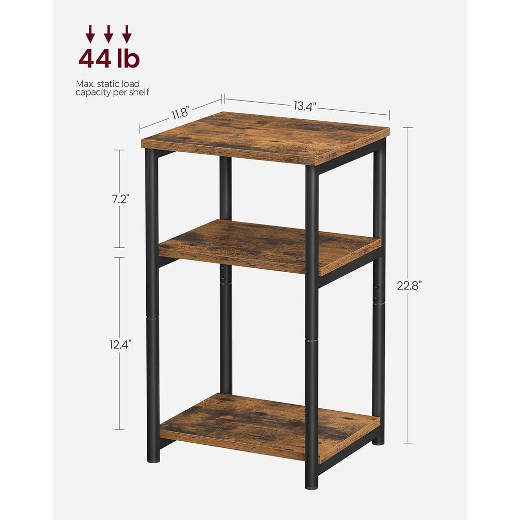 VASAGLE BARNET Collection - Side Table, Small End Table for Living Room, Modern Tall Nightstand, Bedroom, Office, Bathroom, Steel Frame, Rustic Brown and Ink Black ULET273B01
