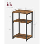 VASAGLE BARNET Collection - Side Table, Small End Table for Living Room, Modern Tall Nightstand, Bedroom, Office, Bathroom, Steel Frame, Rustic Brown and Ink Black ULET273B01