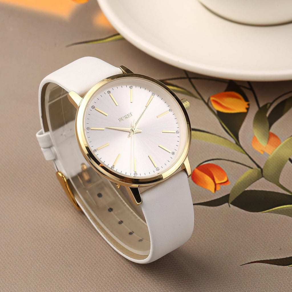 BUREI Women Wrist Watches Large Face Fashion Minimalist Analog Leather Quartz Waterproof Watches for Women, Mothers Day Gifts for Mom