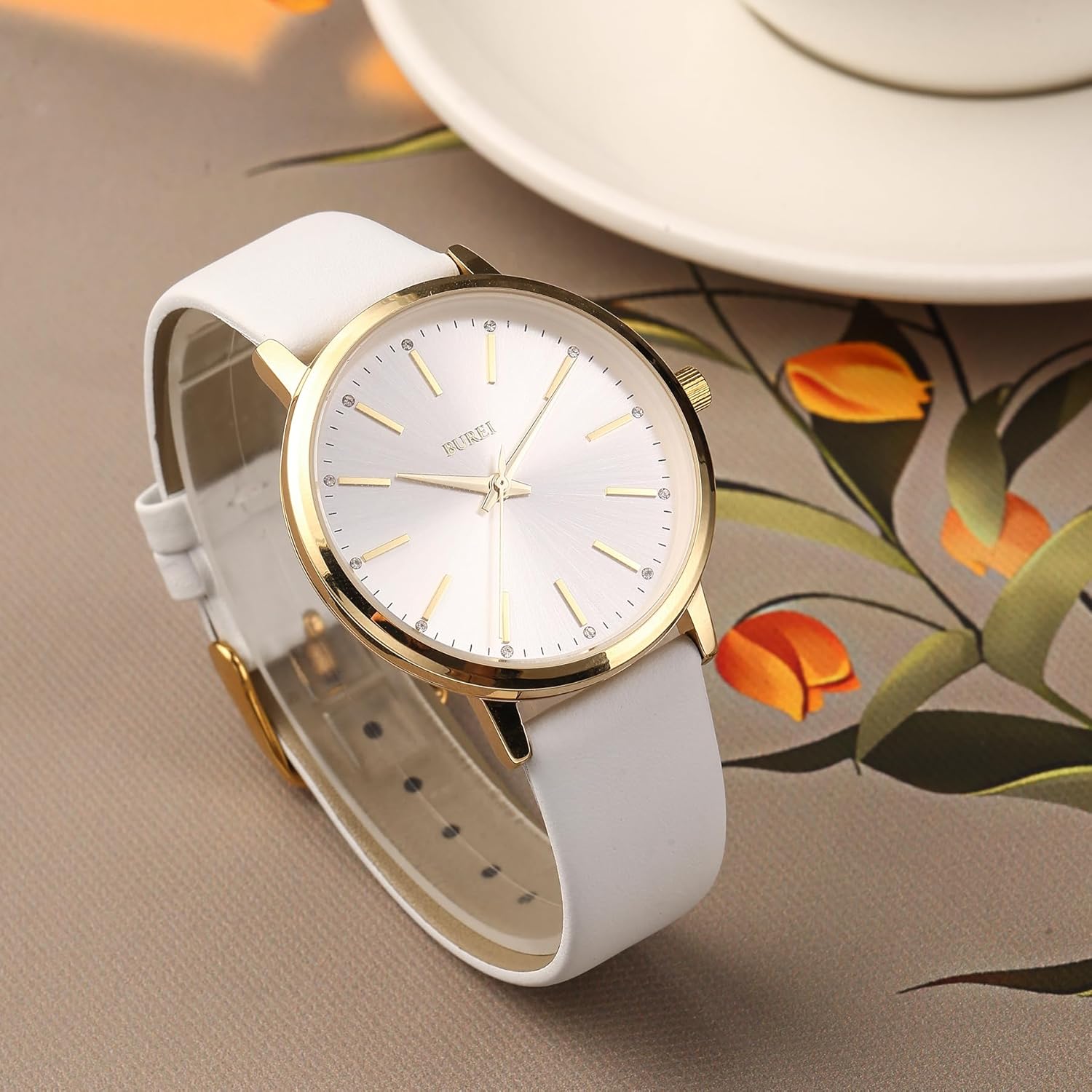 BUREI Women Wrist Watches Large Face Fashion Minimalist Analog Leather Quartz Waterproof Watches for Women, Mothers Day Gifts for Mom