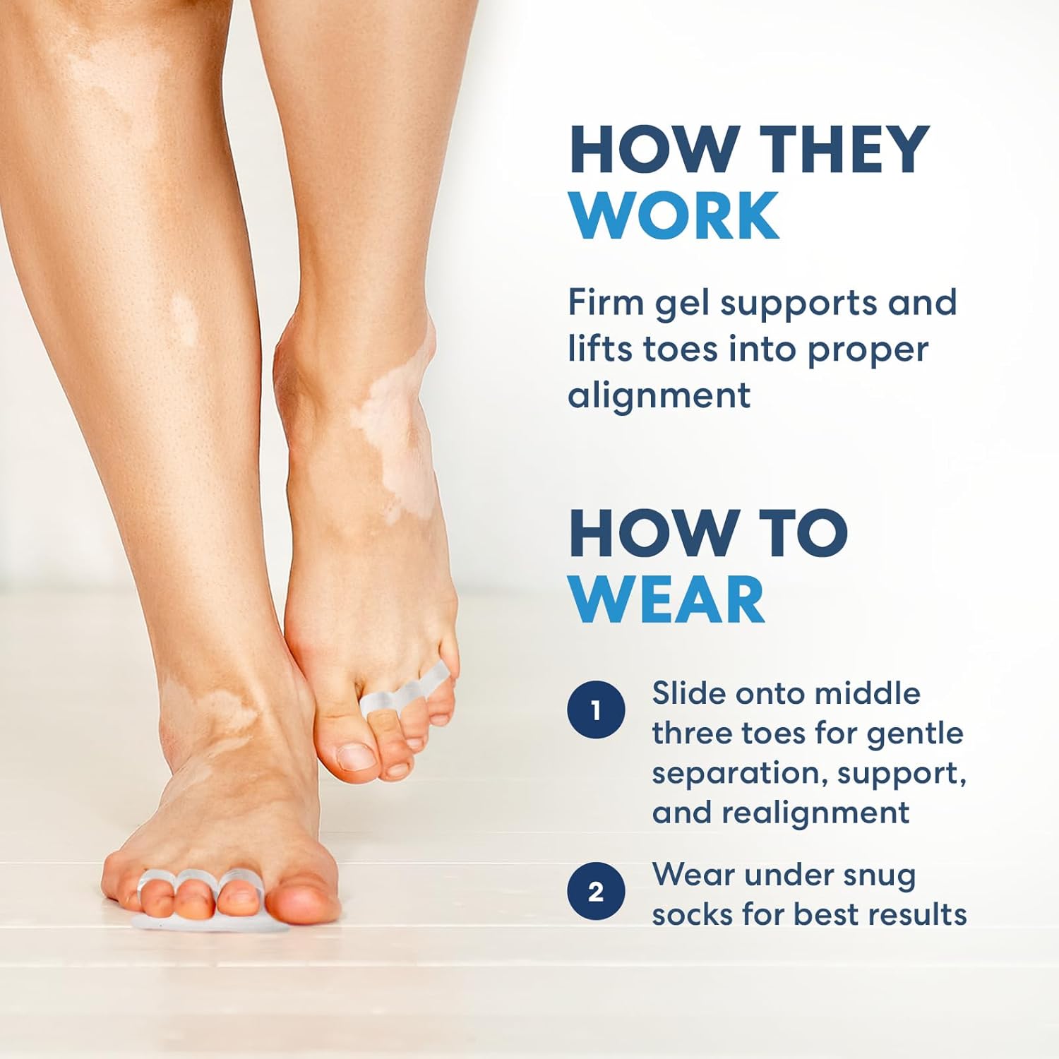 Dr. Frederick's Original Hammer Toe Corrector Gels - 2 Pairs - All-Day Relief for Crooked & Overlapping Toes - Firm Cushioning - Symptomatic Support for Toe Alignment - Clear - 3 Loop Design