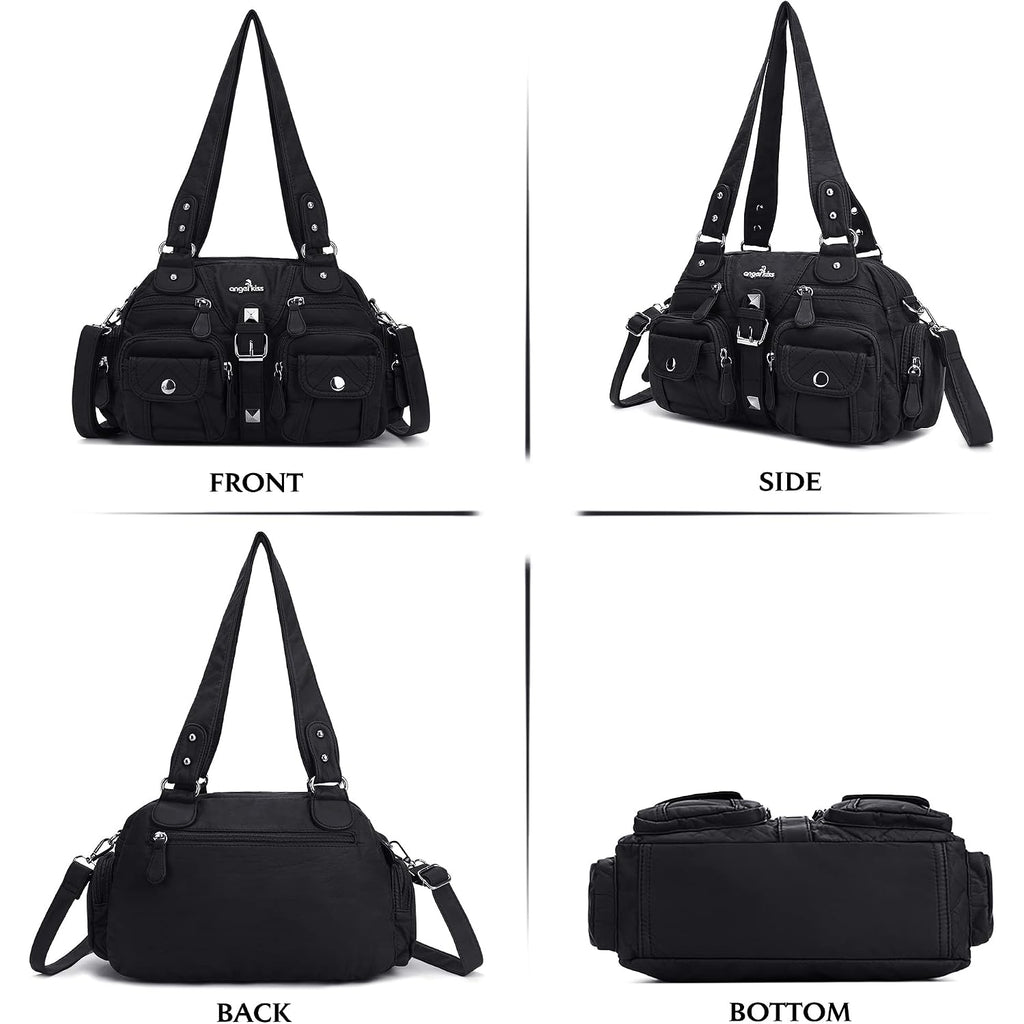 Angel Kiss Hobo Crossbody Purses For Women Shoulder Bag Multipocket Soft Hobo Purses Removable Strap Leather Handbags
