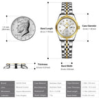 Olevs Women'S Stainless Steel Watch, Luxury Gold Silver Two Tone Easy To Read Analog Quartz Dress Watch For Women, Elegant Waterproof Luminous Calendar Date Ladies Watches For Small Wrists