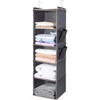 Boomiboo Hanging Closet Organize And Shelves，5-Hanging Shelf With 2 Side Pockets，Storage Foldable （Grey）