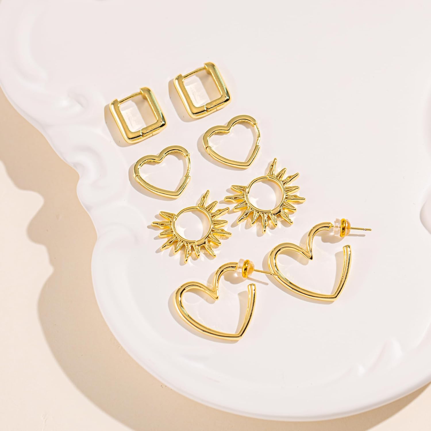 LLWOM Gold Huggie Earrings for Women-14k Gold/Silver/Rose/Black Plated Heart Hoop Earrings Hypoallergenic Lightweight Hoops Gifts