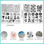 Biutee Nail Stamping Plates Set 15PCS Nail Stamping Kit with Nail Art Stamper & Scraper Nail Stamp Template Kit Lace Flower Butterfly Animal Pattern Nail Art Stencils for Manicure Salon Home DIY