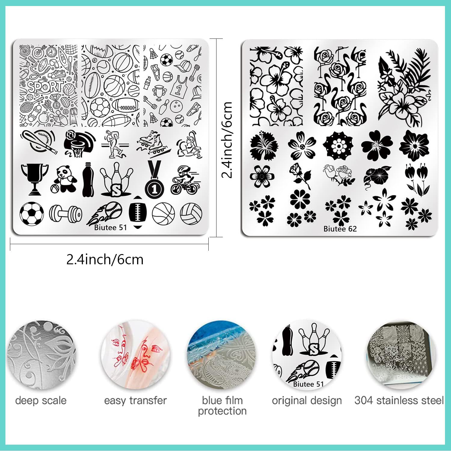 Biutee Nail Stamping Plates Set 15PCS Nail Stamping Kit with Nail Art Stamper & Scraper Nail Stamp Template Kit Lace Flower Butterfly Animal Pattern Nail Art Stencils for Manicure Salon Home DIY