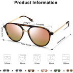 SOJOS Retro Aviator Polarized Sunglasses for Women Men Double Bridge Ladies Shades Tortoise Frame/Pink Mirrored Lens