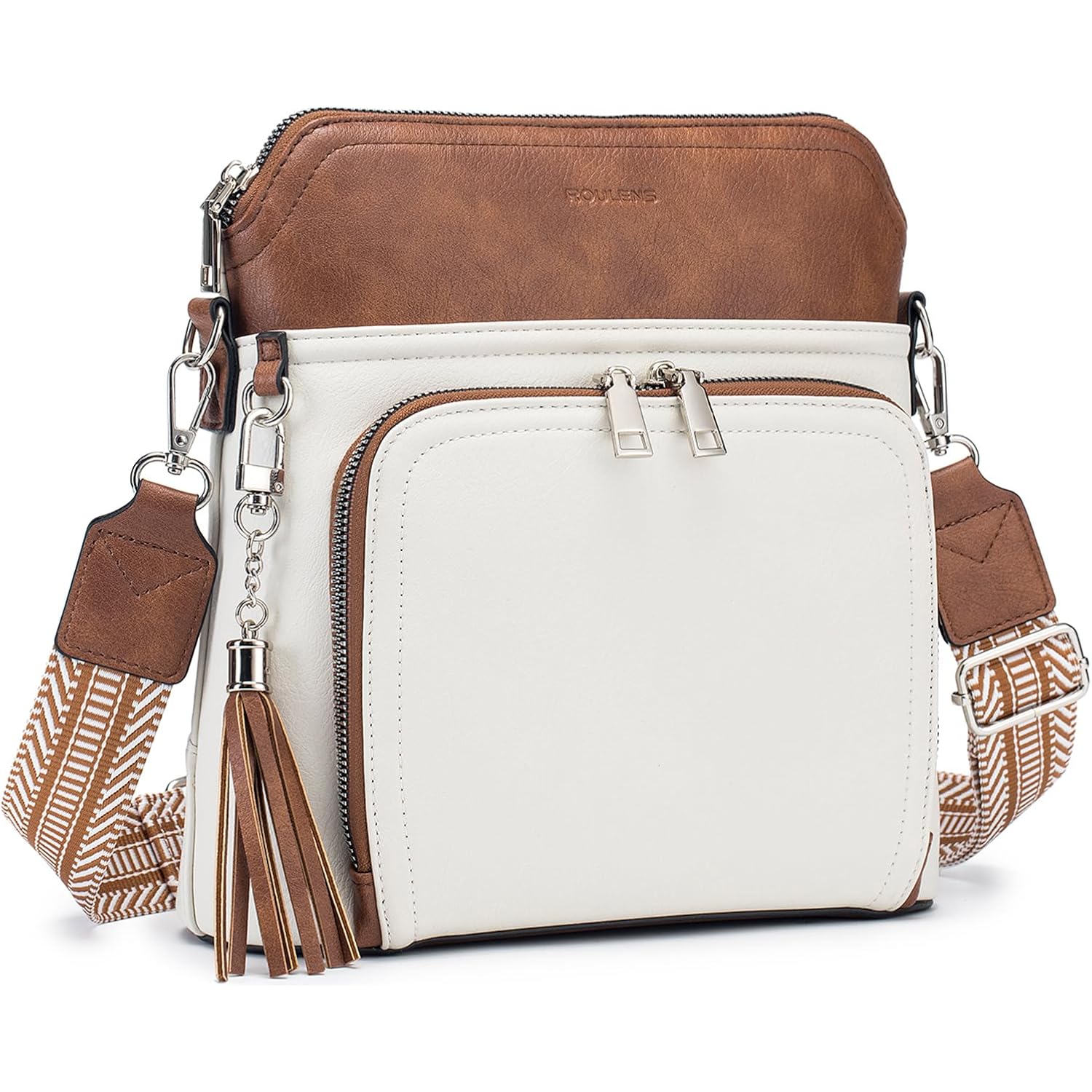 Roulens Crossbody Purse For Women Vegan Leather Medium Crossbody Wallet Bag For Travel Women Shoulder Handbags With Tassel