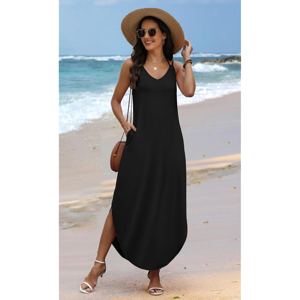 Wiholl Summer Dresses For Women 2026 Maxi Dress Boho Halter Dress Sundresses Beach Vacation Clothes Travel Outfits