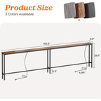 Superjare 102 Inch Sofa Table With 2 Power Outlets And Usb-C Ports, 5.9 Inch Narrow Console Table With Storage, Extra-Long, For Entryway Hallway Couch Behind Sofa, Small Spaces, Rustic Brown