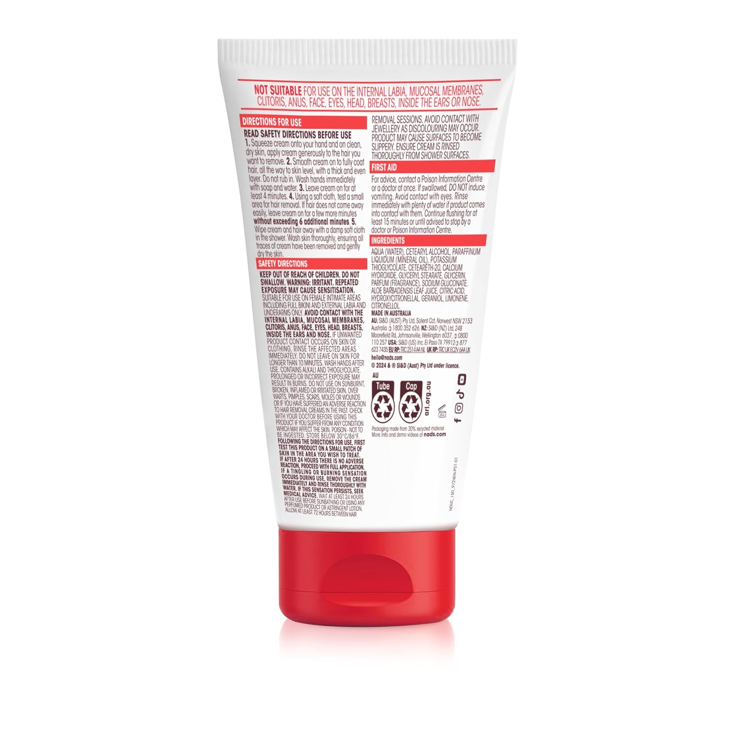 Nad's Down Under Cream for Women, Intimate Hair Removal Cream 150 ml