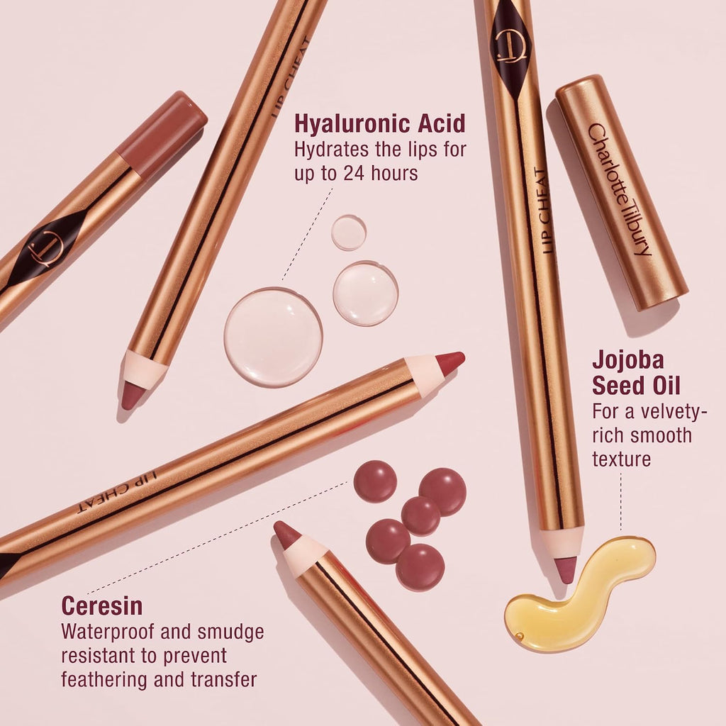 Charlotte Tilbury Lip Cheat Lip Liner Pencil - Gives Lips A Fuller-Looking, Defined Pout - Enriched With Jojoba Oil & Hyaluronic Acid - Waterproof, Smudge-Proof & Transfer-Proof