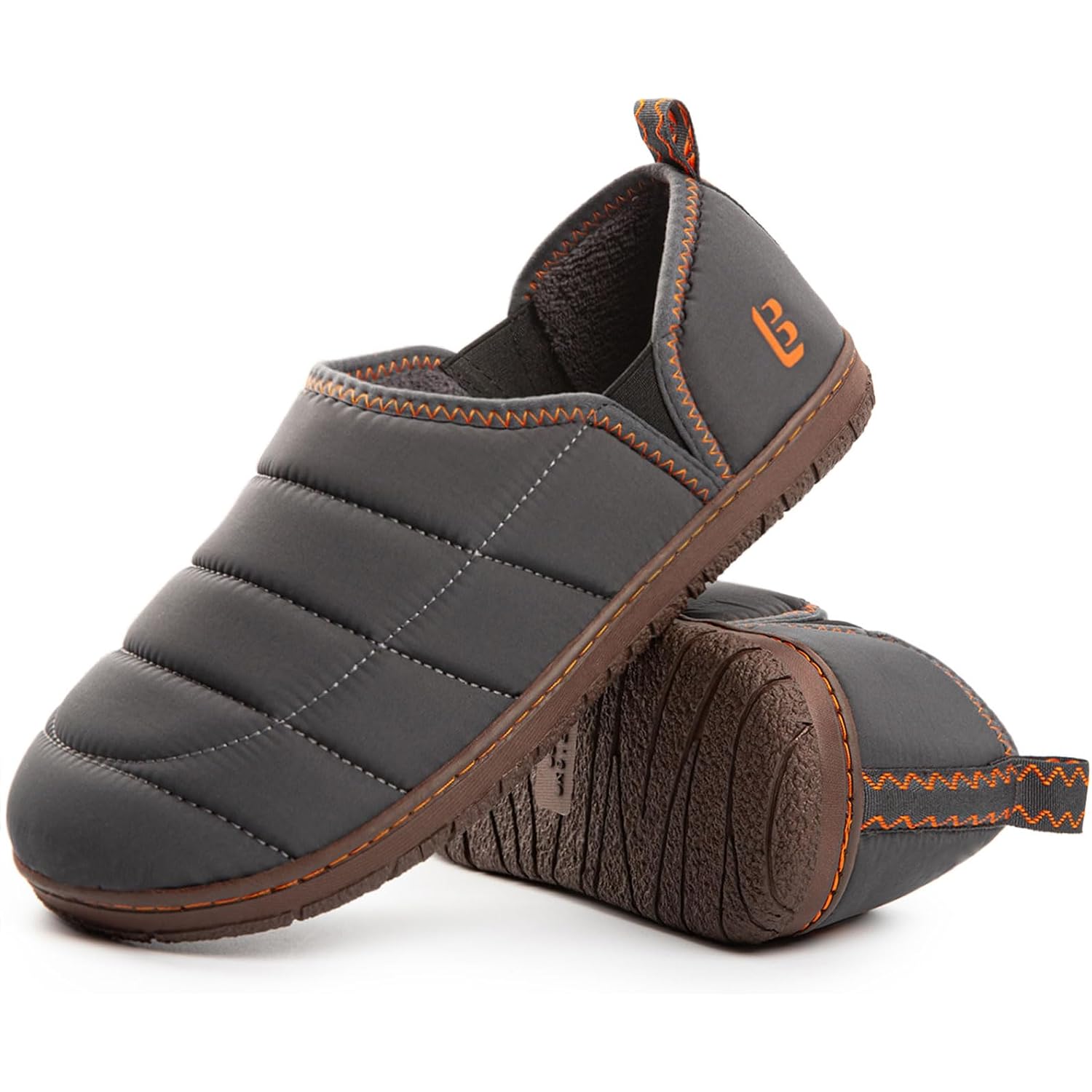 Longbay Men'S Outdoor Slippers Two Tone Cozy Memory Foam Slip On Indoor House Shoes Bedroom Loafers