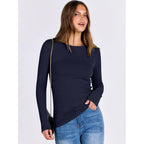 ANRABESS Women Long Sleeve Shirts Rib Knit Slim Fit Tops Basic Tee Spring Outfits Casual T-Shirt Underscrubs Layer Clothes