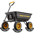 Cammoo 10-In No-Flat Tires 600Lb Heavy-Duty Garden Dump Cart 4 Cu.Ft. Utility Wagon With Quick-Release Dumping & Prime Grade 100% Virgin Polypropylene - Not Recycled Material For Landscaping Gardening