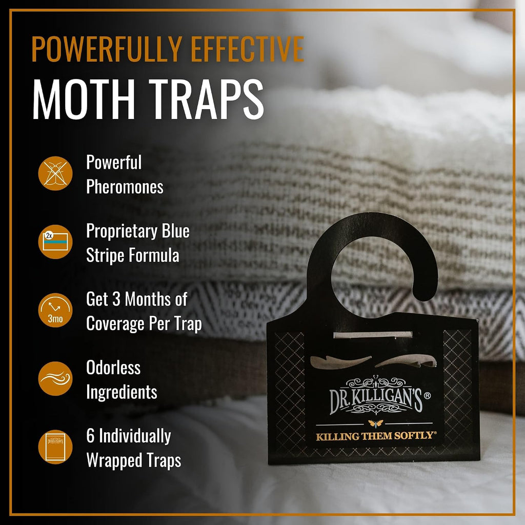 Dr. Killigan'S Premium Clothing Moth Traps With Pheromones (Black, 6 Traps)