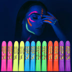 12 PCS Glow Face & Body Paint, Glow in the Blacklight Makeup Neon Face Paint for Halloween Birthday Party