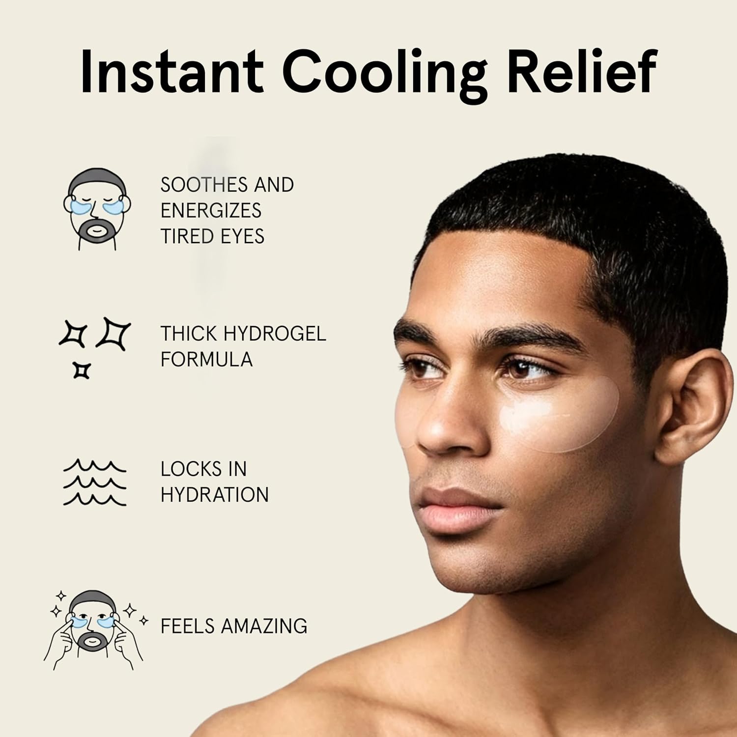 Bro Mask Under Eye Patches For Men - Cooling Eye Patches For Dark Circles And Puffiness With Caffeine, Niacinamide, Hyaluronic Acid (6 X 1 Pairs)