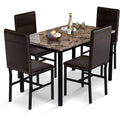 Awqm 5 Piece Dining Table Set For 4,Faux Marble Kitchen Table And Chairs For 4, Modern Dining Room Table With 4 Chairs,Dinner Table Set For Small Spaces, Brown