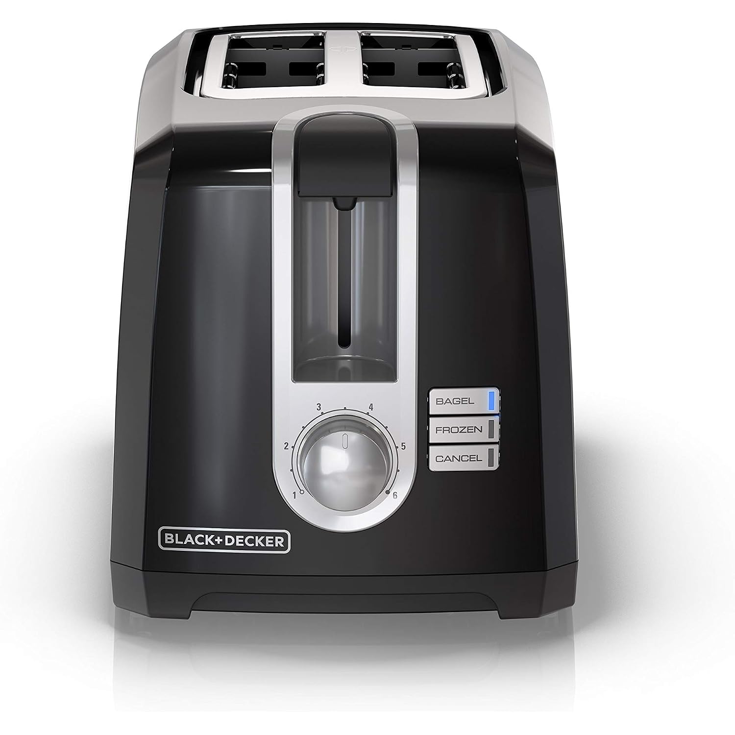 Black+Decker 2-Slice Toaster, Extra Wide Slots For Bagels & Thick Bread, 6 Browning Settings, Removable Crumb Tray, Cancel Button, 850W, Black