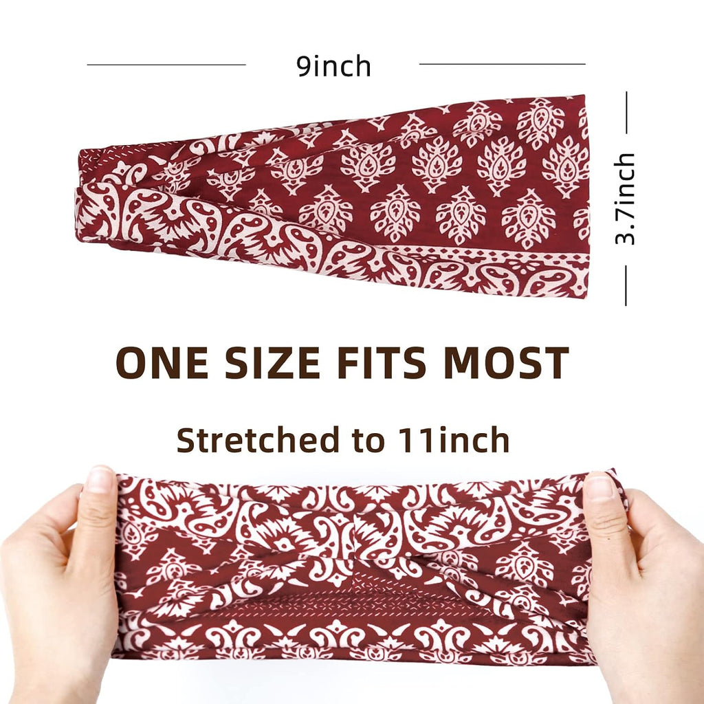 Huachi Boho Headbands For Women Wide Head Bands, Yoga Workout Hair Bands For Women'S Hair Non Slip, Summer Womens Headbands Hair Accessories 6 Pack