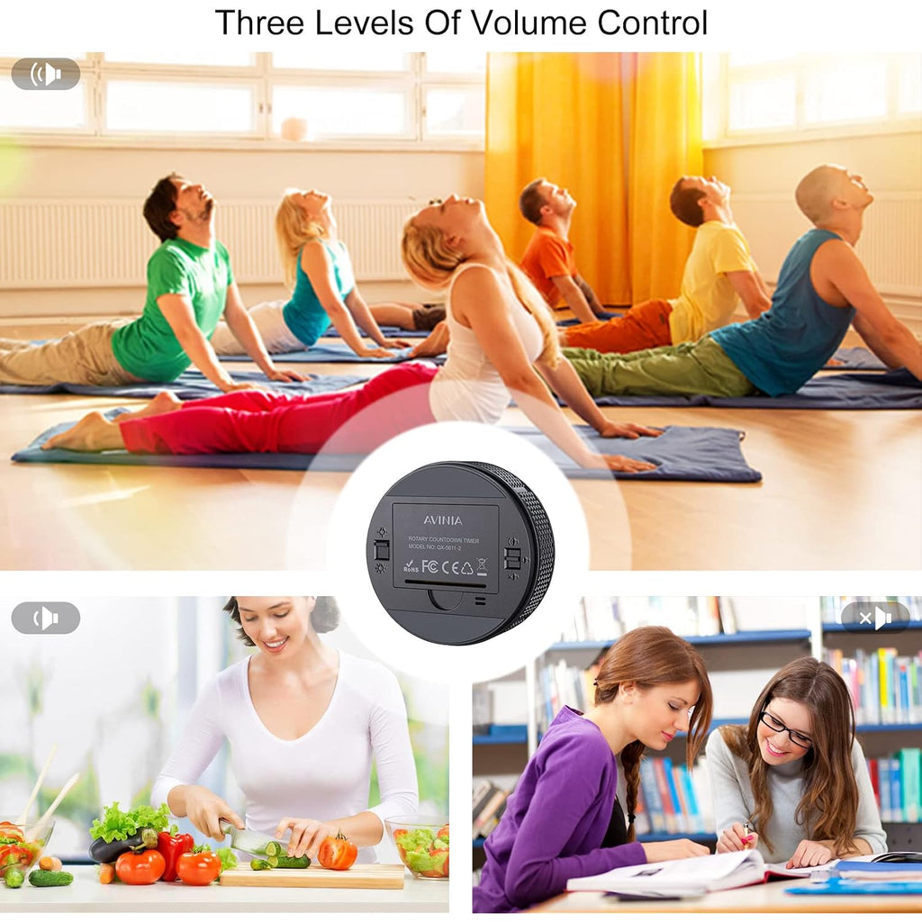 Avinia Digital Kitchen Timers, Visual Timers Large Led Display Magnetic Countdown Countup Timer For Classroom Cooking Fitness Baking Studying Teaching, Easy For Kids And Seniors Black