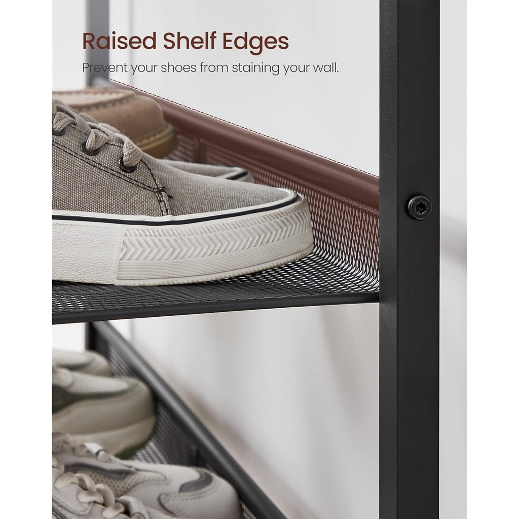 VASAGLE Shoe Rack for Entryway, 5-Tier Shoe Rack Organizer with Storage Shelves and Spacious Top, Freestanding, Adjustable, Industrial, Rustic Brown and Ink Black ULBS038B01