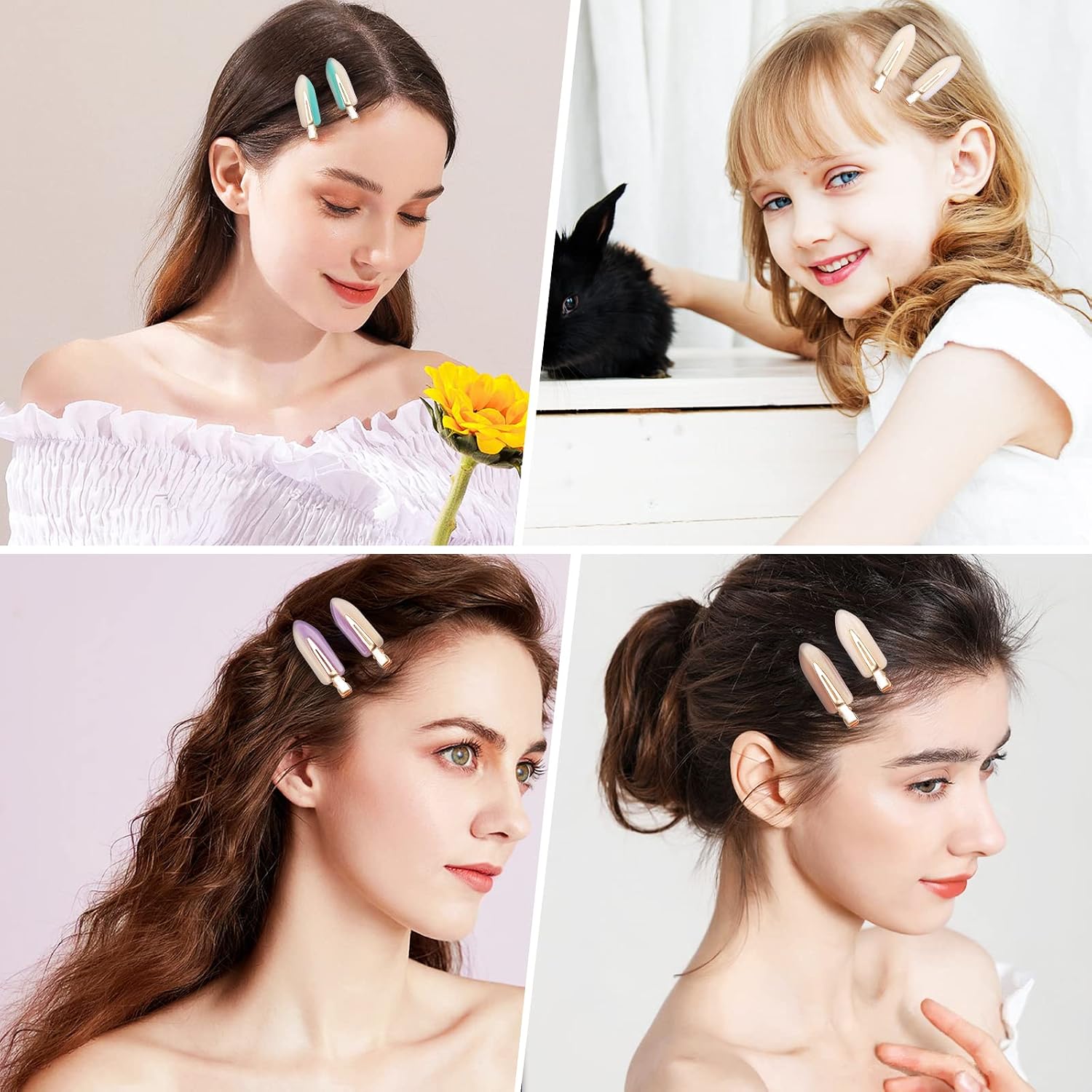 Kesaplan 10Pcs No Bend Hair Clips, Acrylic Resin No Crease Hair Clips For Styling, Colorful Creaseless Flat Duckbill Hair Barrette For Makeup Hairstyle Accessories For Women Gifts