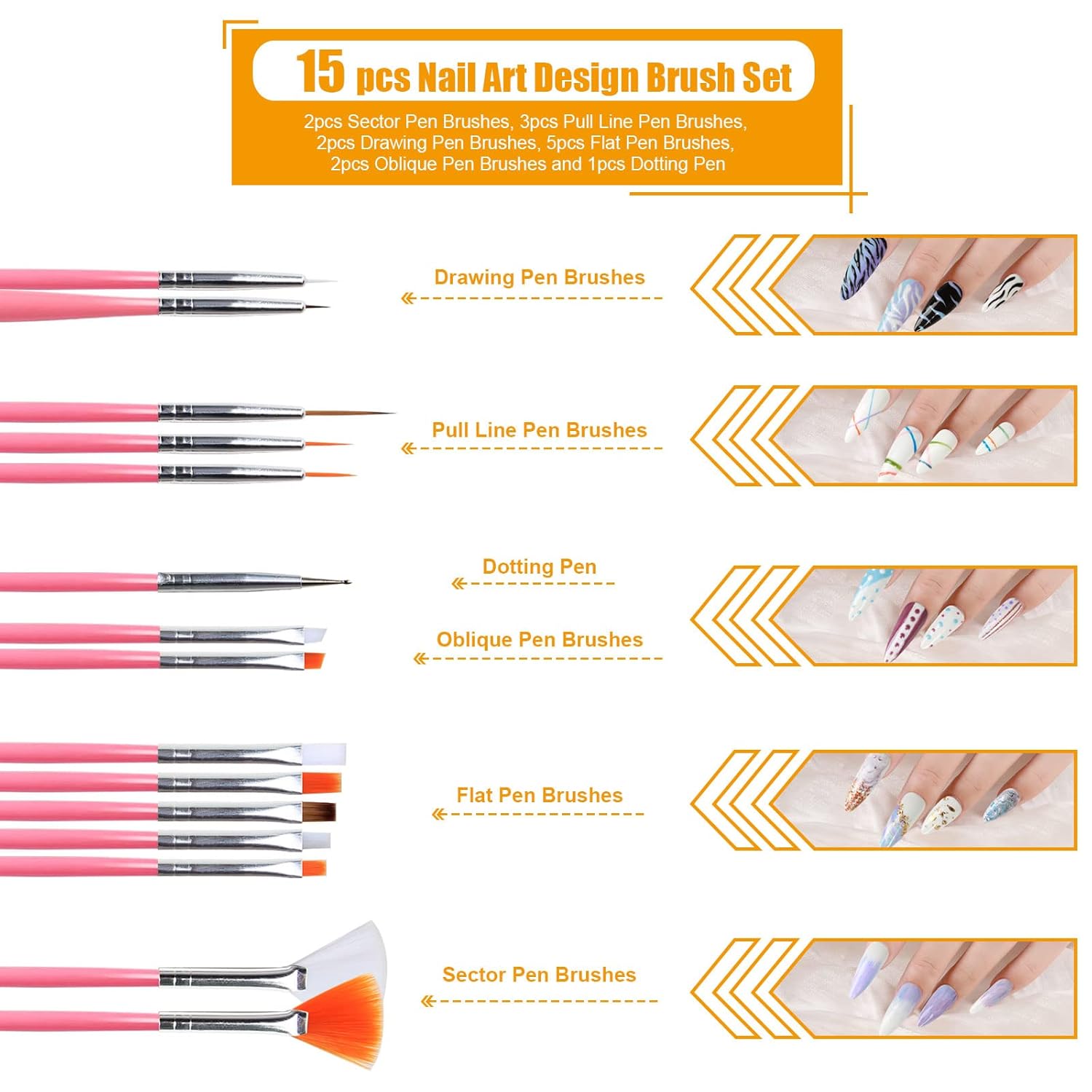 Teenitor Nail Pen Designer, Stamp Nail Art Tool with 15pcs Nail Painting Brushes, Nail Dotting Tool, Nail Foil, Manicure Tape, Color Rhinestones for Nails Pink
