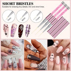 SAVILAND 6pcs Nail Art Liner Brushes Set: Nail Brush Gel Polish Painting Nail Art Design Brushes Pen with Crushed Diamond Rhinestone Handle for Pulling Lines,Sizes 7/9/11/13/17/23 mm