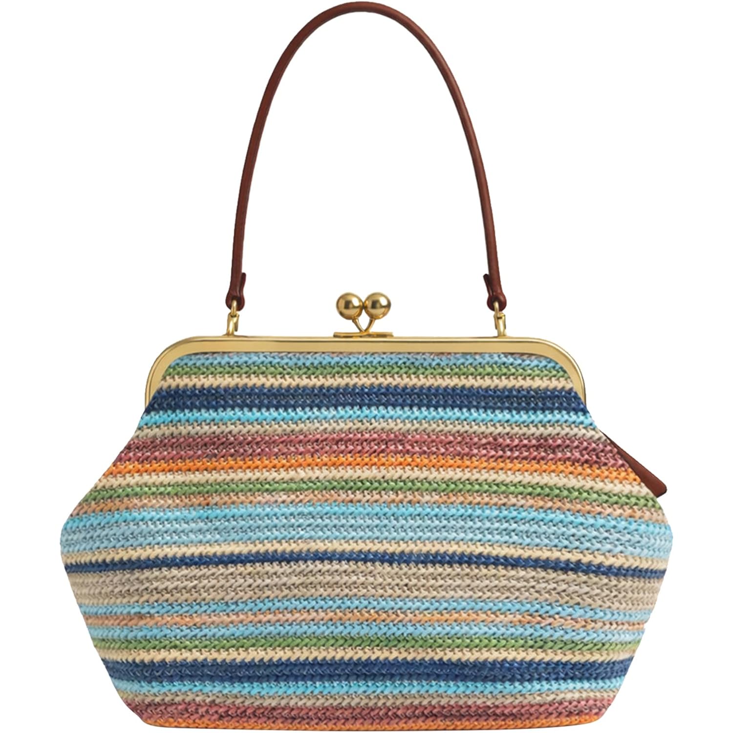 Large Women's Kiss Lock Bag PU Medium Top Handle Handbags Kiss Clasp Shoulder Bags Tote Purse Messenger Clutch
