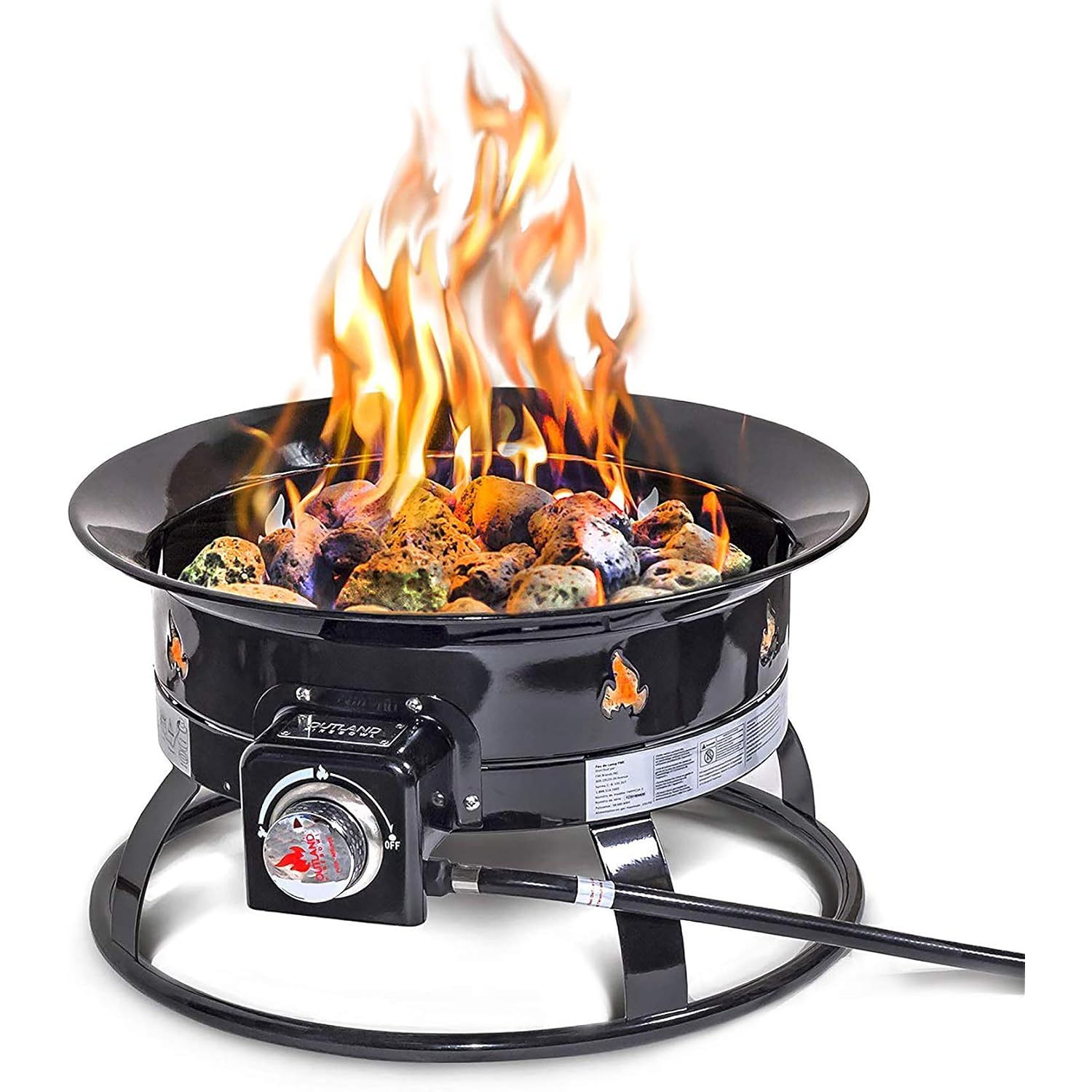 Outland Living Portable Propane Fire Pit, 19-Inch, 58,000 Btu With Fire Pit Cover & Carry Kit, Smokeless Gas Firebowl | Perfect For Camping, Patio, Backyard, Tailgating, Deck, Rv| Black 893 Deluxe