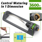 Lawn Sprinkler, 18-Hole Brass Nozzle Oscillating Sprinkler, Garden Tool For Lawns Up To 3,600 Square Feet, Jet Cleaning Needle Hidden On The End Of The Product, Gray