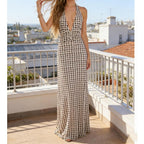 Y2K Womens Boho Floral Print Spaghetti Strap Maxi Bodycon Dress Summer Backless Dresses Beach Vacation Sundress