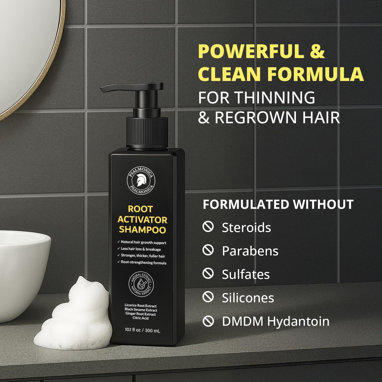 Root Activator Shampoo for Men: Made In USA - Hair Growth Shampoo for Hair Loss and Thinning Hair - Hair Loss RegrowthTreatments for Women Men (Refreshing Scent)