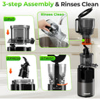 Godspeeds Juicer Machines with 5.8" Large Feed Chute, Slow Masticating Cold Press Juicer for Whole Fruits & Vegetables, Easy to Clean Design, High Juice Yield Home Juicer for Daily Wellness