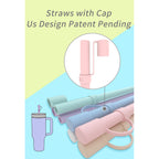 Reusable Replacement 12 Inch Long Silicone Straw With Cover, Stocking Stuffers Gifts For Women Men Teens Girls Boys, Compatible With Stanley Tumbler Cup Accessorie 40 Oz 30 Oz (6 Pack)