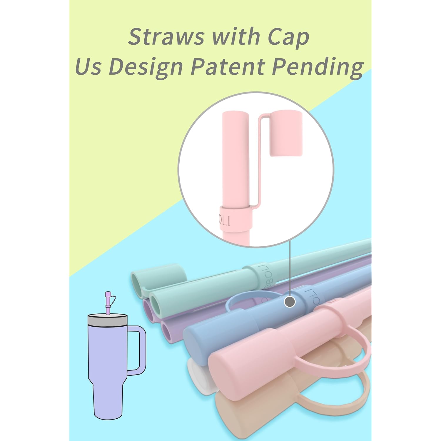 Reusable Replacement 12 Inch Long Silicone Straw With Cover, Stocking Stuffers Gifts For Women Men Teens Girls Boys, Compatible With Stanley Tumbler Cup Accessorie 40 Oz 30 Oz (6 Pack)