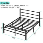 Queen Bed Frame With Headboard And Footboard, 14 Inch Metal Platform Bed Frame Queen Size With Steel Slat Support, No Box Spring Needed, Noise Free, Easy Assembly,